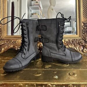 NWOT Gray  Lace Up Combat Boots
